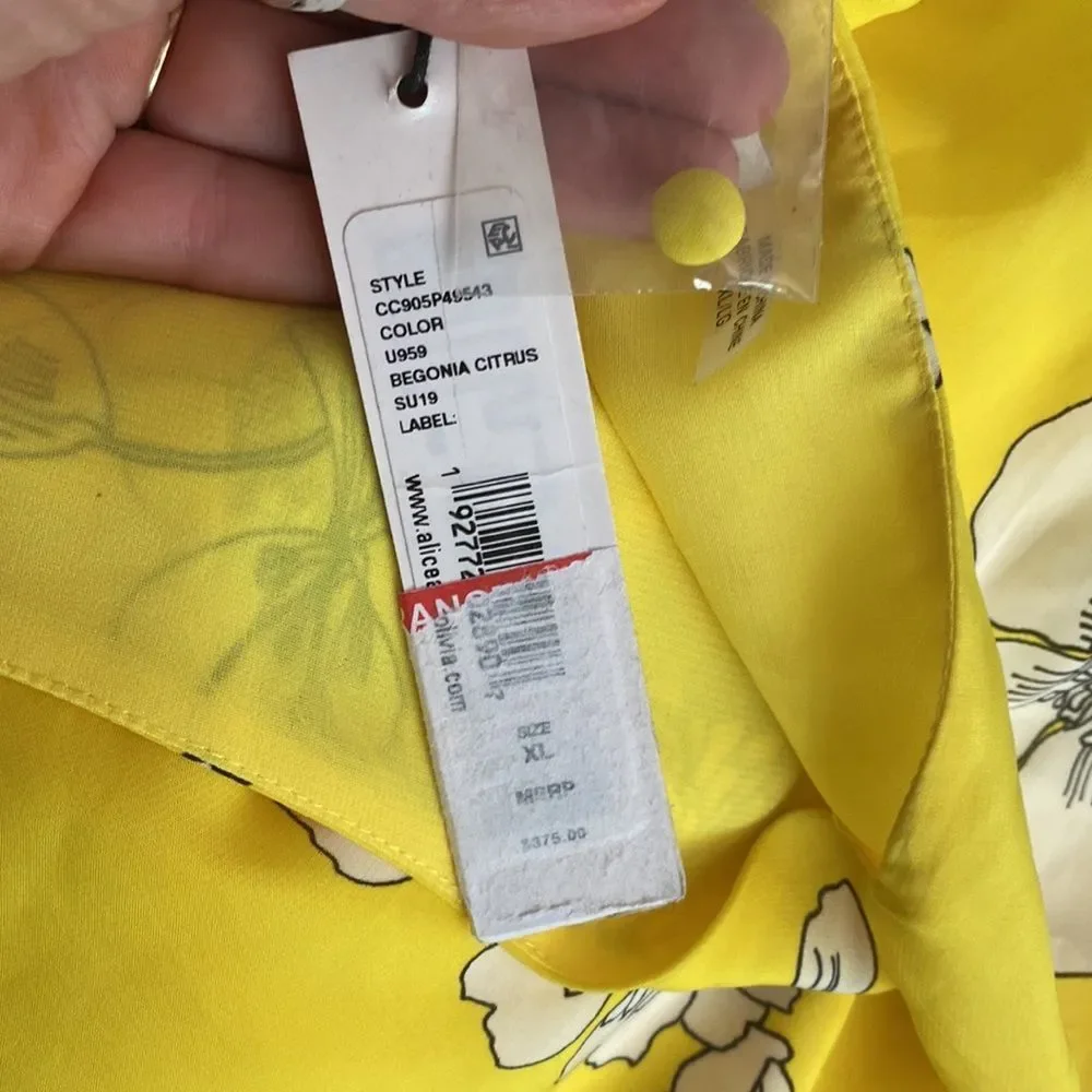 Alice and Olivia Ellamae Flutter-Sleeve Yellow Floral Dress - Picture 4 of 7